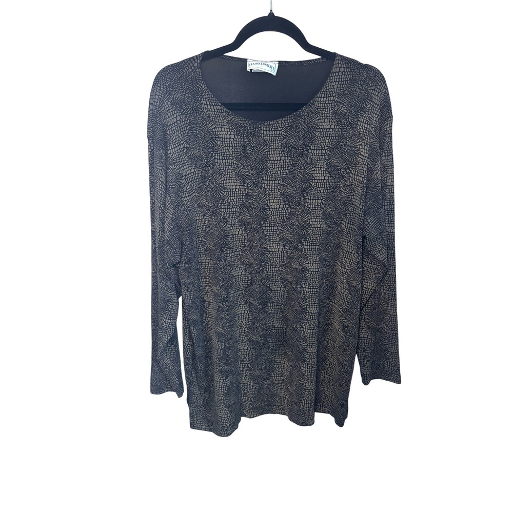 Vintage Frazier Lawrence 90s Tunic Top XL Brown Black Textured Office Chic‎